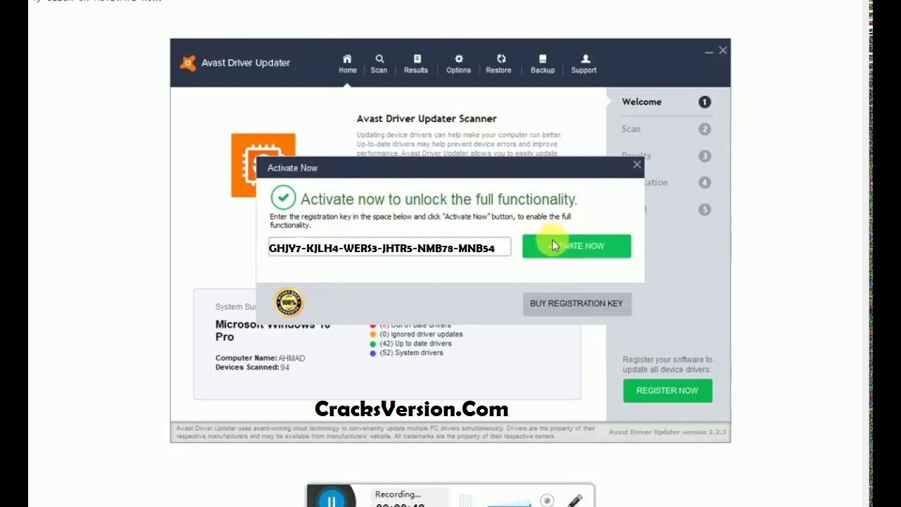 avast driver updater serial key